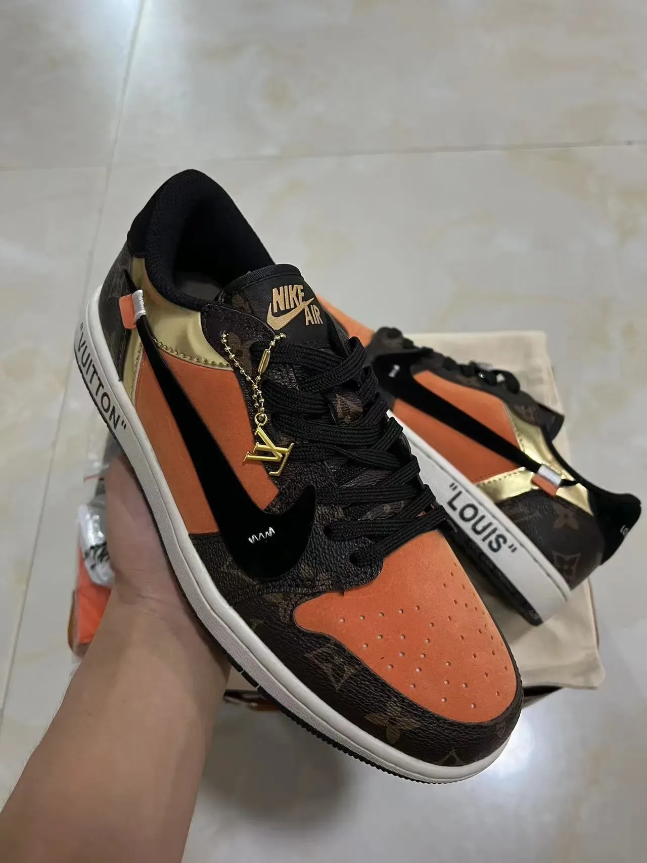 Louis Vuitton Brown Orange Monogram Canvas Suede Panels Lifestyle Sneakers 2