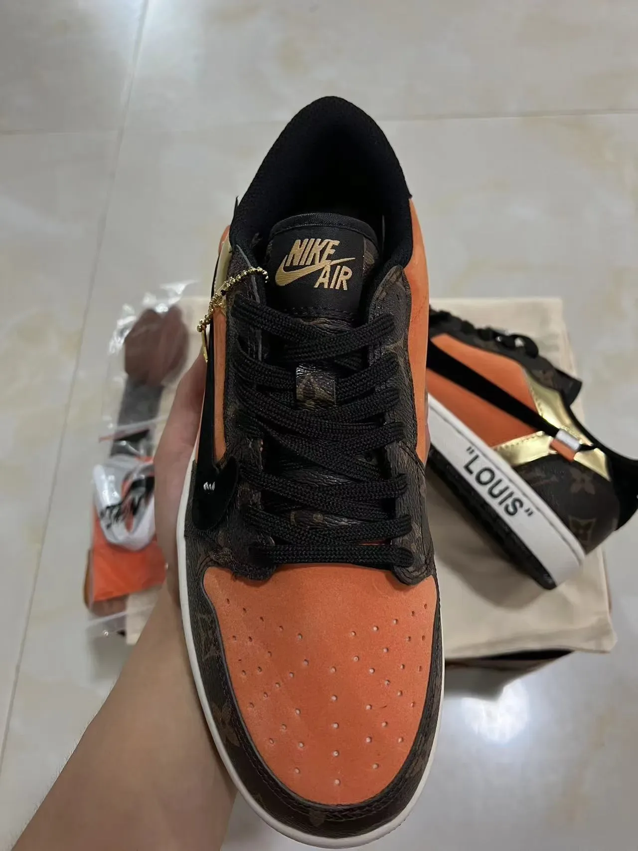 Louis Vuitton Brown Orange Monogram Canvas Suede Panels Lifestyle Sneakers 3