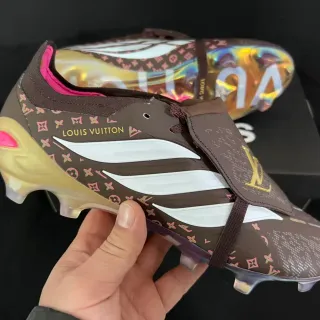 Louis Vuitton Brown Pink Low-Cut Football Boot Monogram-Printed Upper Firm-Ground Soccer Shoes