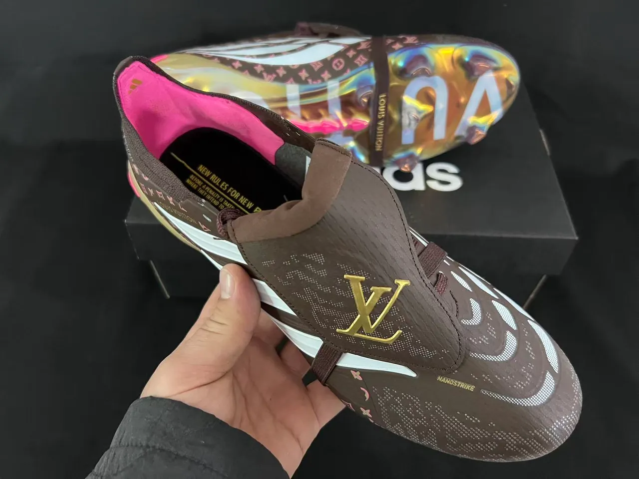 Louis Vuitton Brown Pink Low-Cut Football Boot Monogram-Printed Upper Firm-Ground Soccer Shoes 5