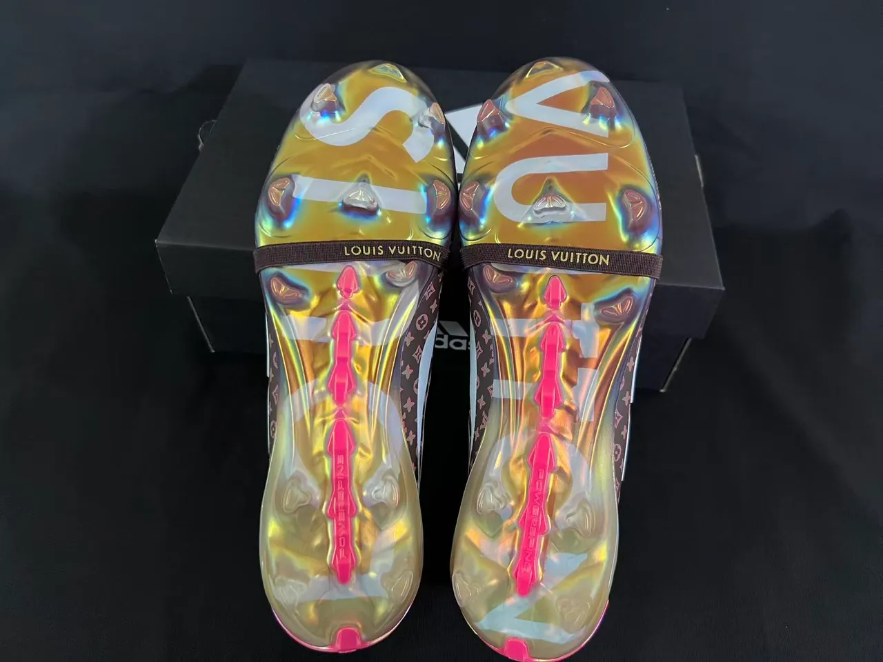 Louis Vuitton Brown Pink Low-Cut Football Boot Monogram-Printed Upper Firm-Ground Soccer Shoes 7