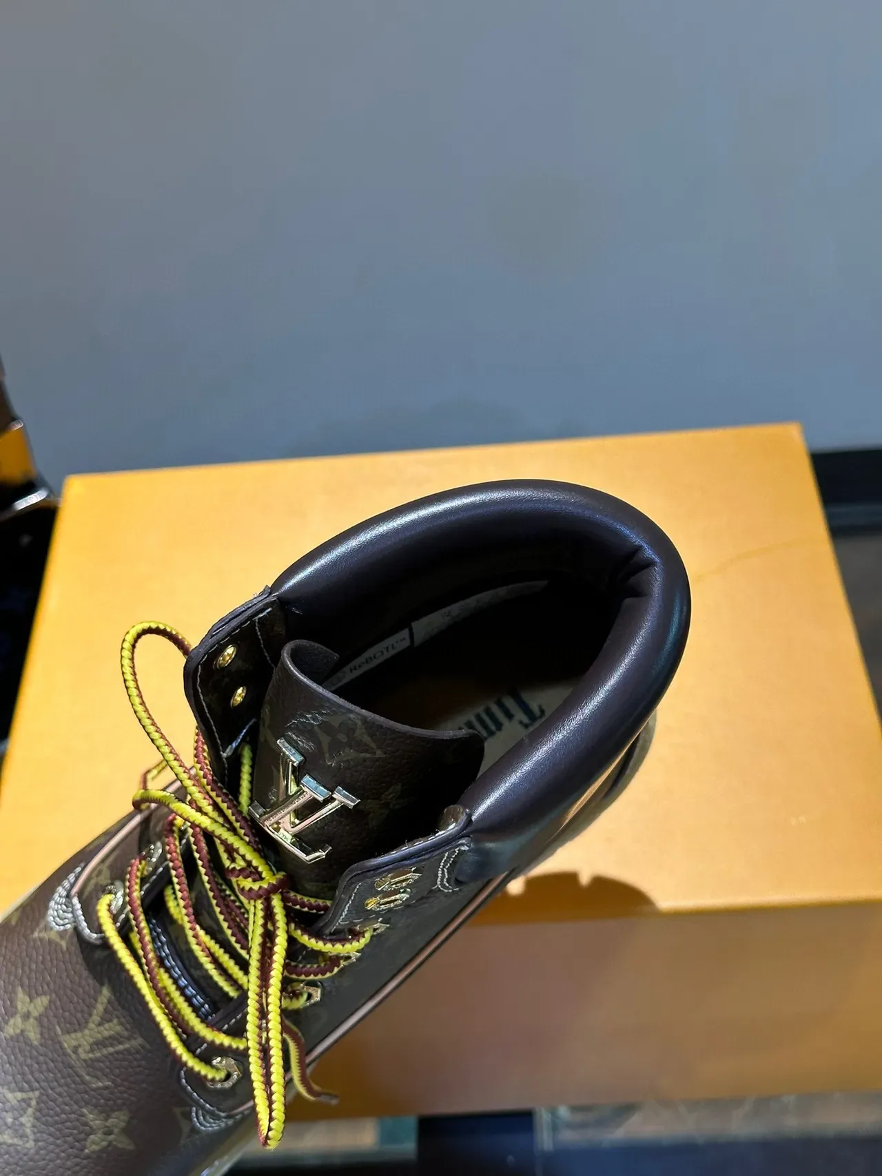 Louis Vuitton Brown Yellow Monogram Canvas Laces Work Boots 3