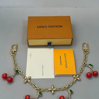Louis Vuitton Cherry Charm Chain Gold Red Necklace
