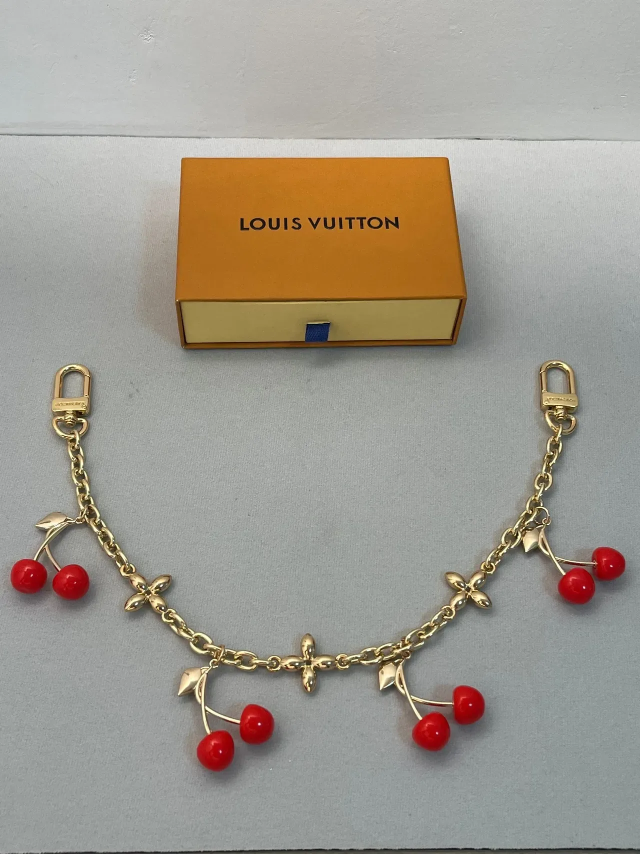 Louis Vuitton Cherry Charm Chain Gold Red Necklace 6