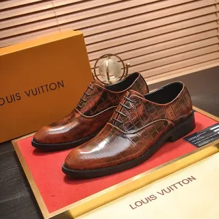 Louis Vuitton Crocodile-Embossed Brown Cap Toe Oxford Shoes