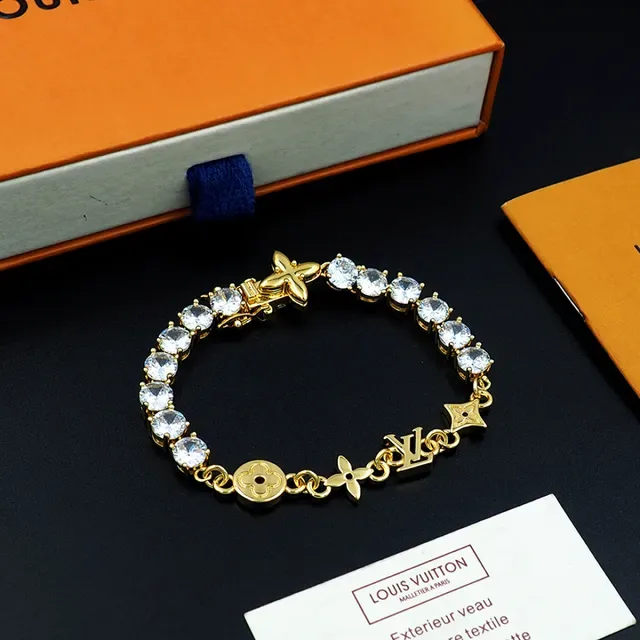 Louis Vuitton Crystal-Embellished Monogram Charm Link Bracelet 4