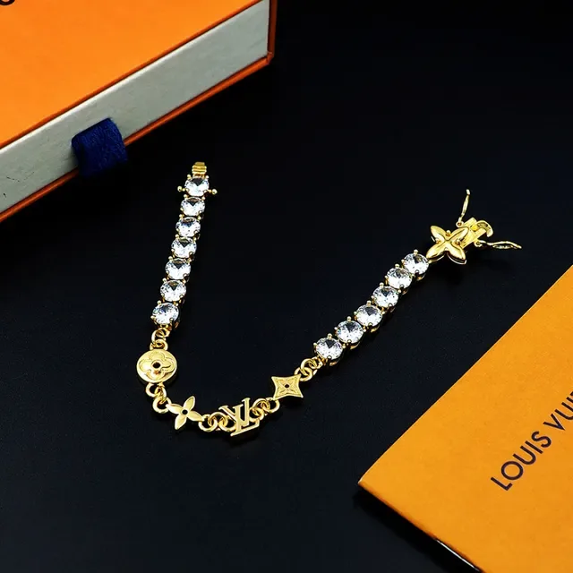 Louis Vuitton Crystal-Embellished Monogram Charm Link Bracelet 6