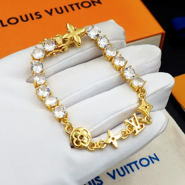 Louis Vuitton Crystal-Embellished Monogram Charm Link Bracelet 8