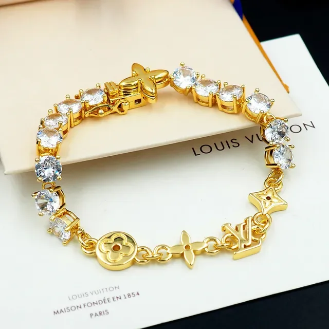 Louis Vuitton Crystal-Embellished Monogram Charm Link Bracelet 9