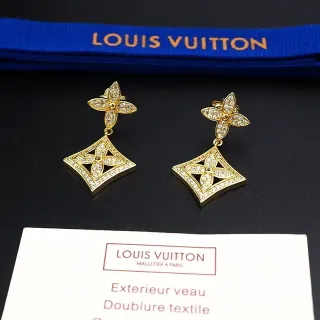 Louis Vuitton Crystal-Pavé Floral Motif Drop Earrings