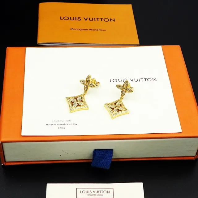 Louis Vuitton Crystal-Pavé Floral Motif Drop Earrings 2