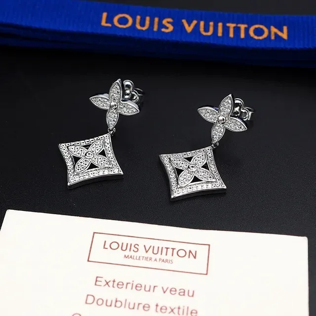 Louis Vuitton Crystal-Pavé Floral Motif Drop Earrings 8
