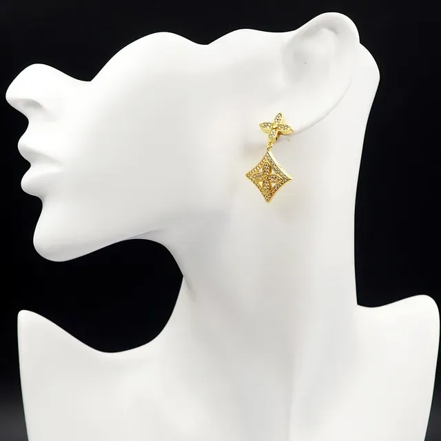 Louis Vuitton Crystal-Pavé Floral Motif Drop Earrings 9