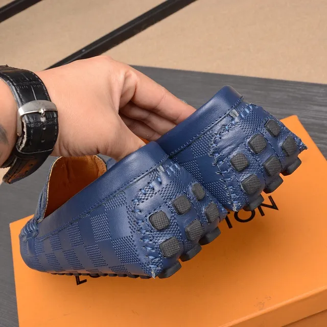 Louis Vuitton Damier Cobalt Loafer Toile Bleu Beige A Carreaux Bride Penny Loafer 4