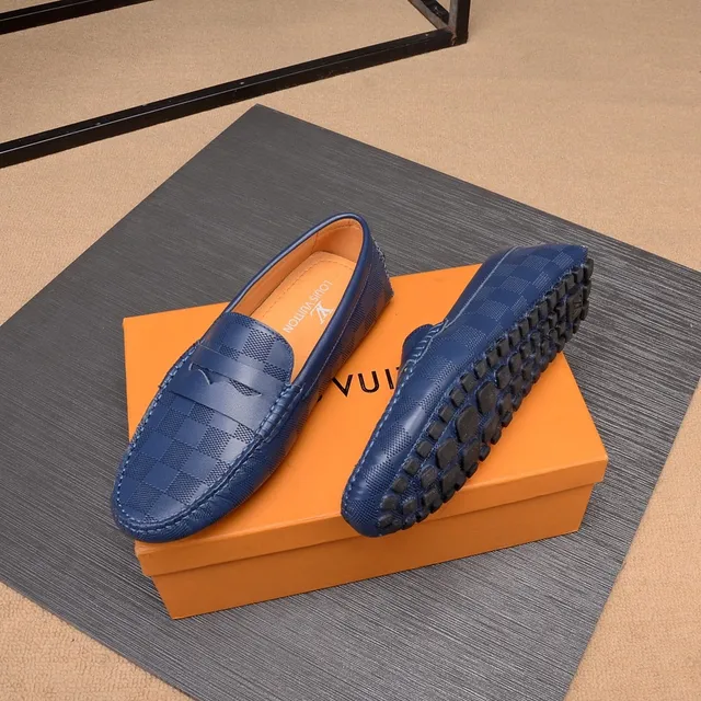 Louis Vuitton Damier Cobalt Loafer Toile Bleu Beige A Carreaux Bride Penny Loafer 5