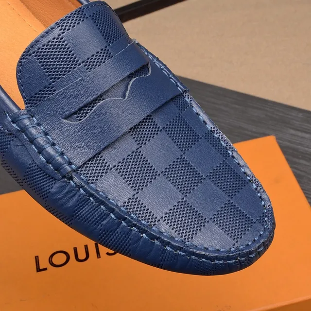Louis Vuitton Damier Cobalt Loafer Toile Bleu Beige A Carreaux Bride Penny Loafer 6