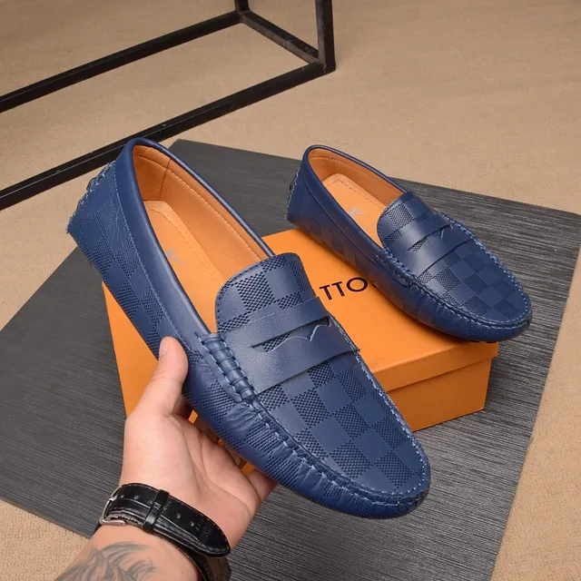 Louis Vuitton Damier Cobalt Loafer Toile Bleu Beige A Carreaux Bride Penny Loafer 9