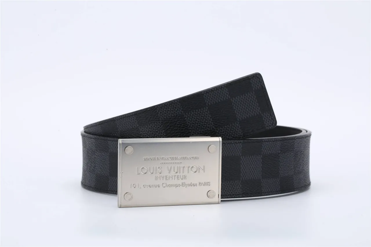 Louis Vuitton Damier Graphite Engraved Buckle Leather Belt 3