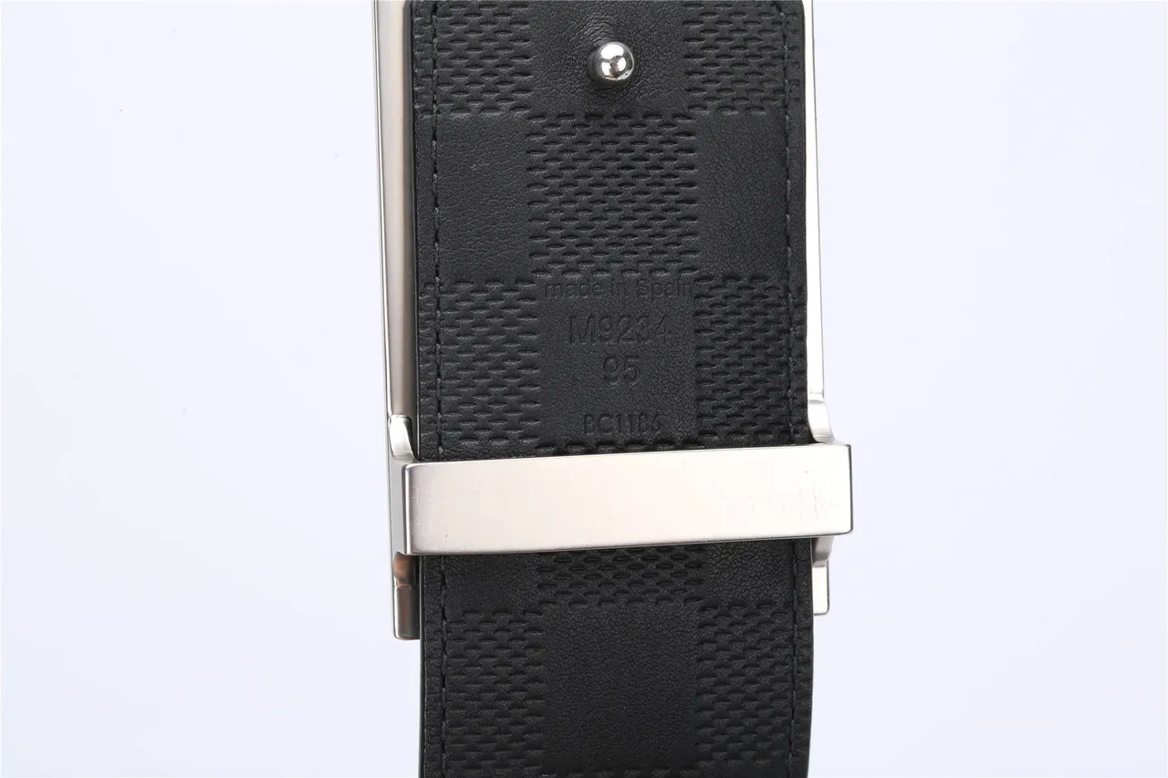 Louis Vuitton Damier Graphite Engraved Buckle Leather Belt 6