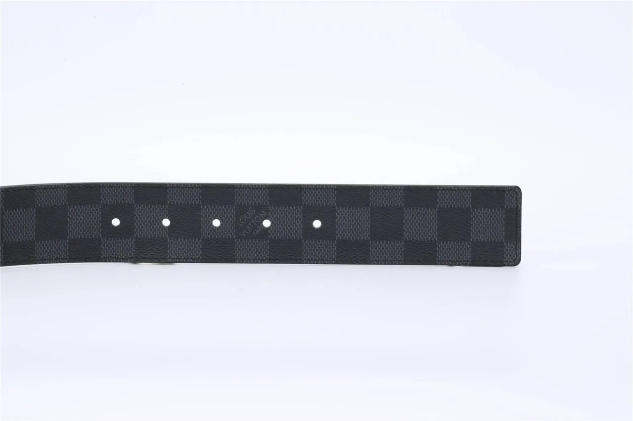 Louis Vuitton Damier Graphite Engraved Buckle Leather Belt 7