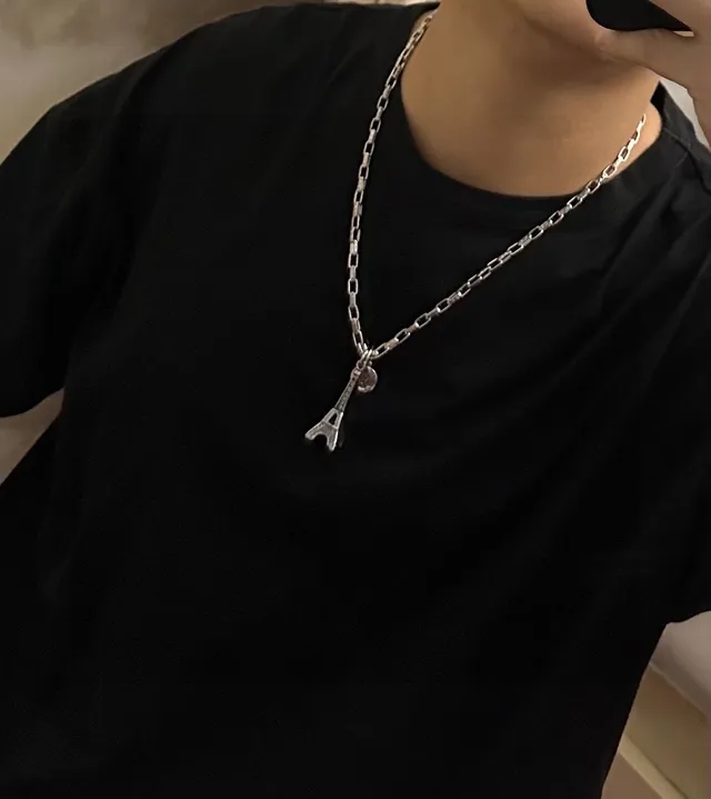 Louis Vuitton Eiffel Tower and LV Monogram Silver Necklace 7