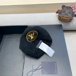 Louis Vuitton Embroidered Monogram Black Knit Beanie