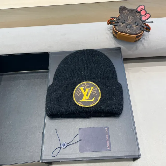 Louis Vuitton Embroidered Monogram Black Knit Beanie 2