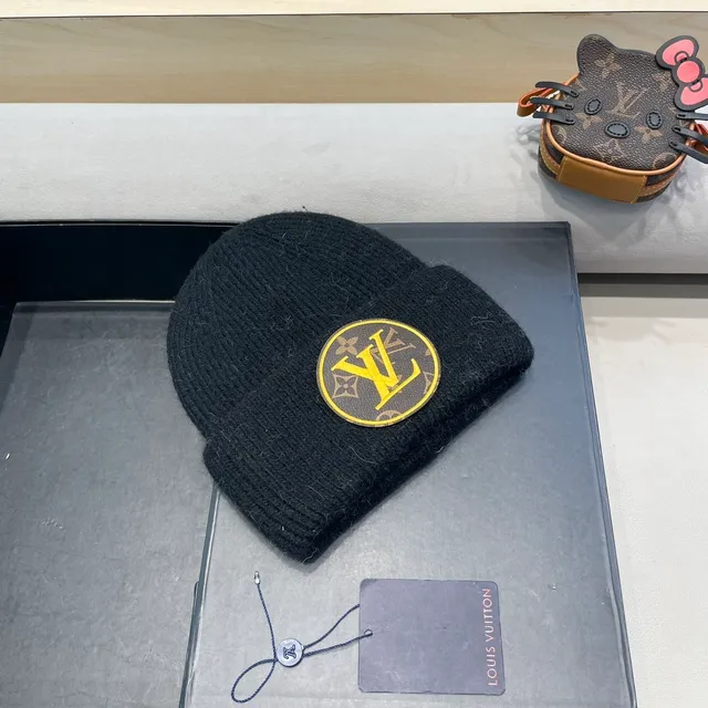 Louis Vuitton Embroidered Monogram Black Knit Beanie 4