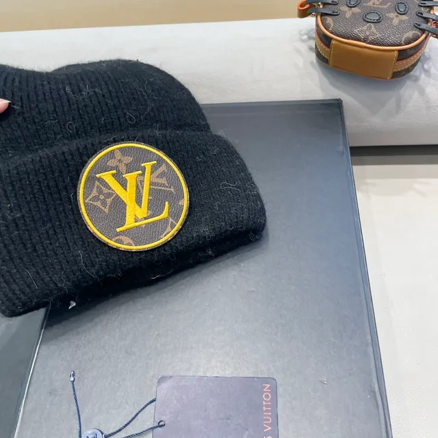 Louis Vuitton Embroidered Monogram Black Knit Beanie 5