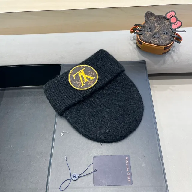 Louis Vuitton Embroidered Monogram Black Knit Beanie 9