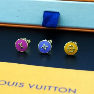 Louis Vuitton Enamel Monogram and Floral Stud Earrings