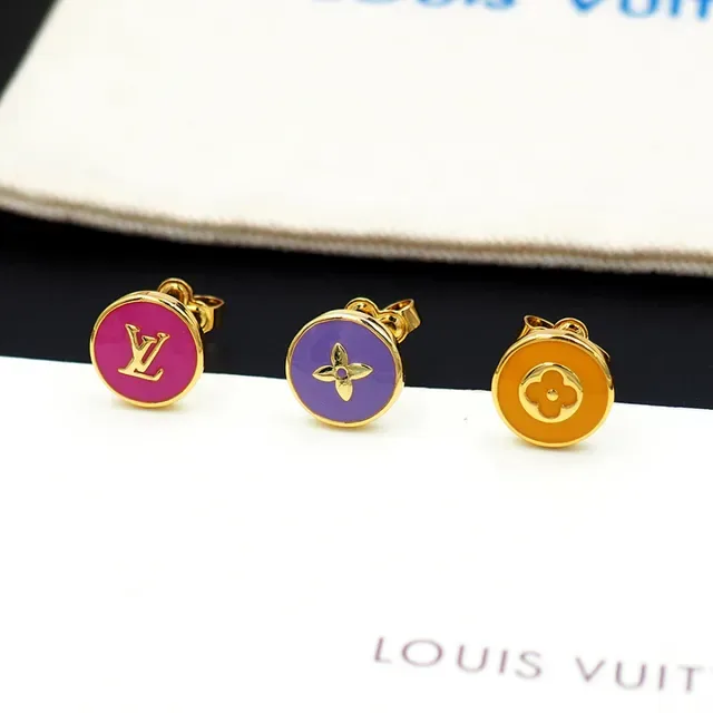Louis Vuitton Enamel Monogram and Floral Stud Earrings 3