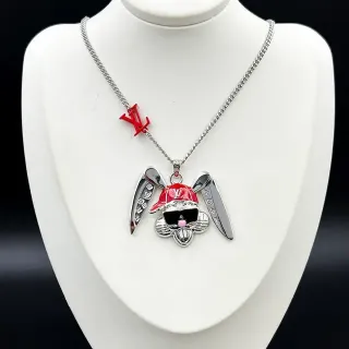 Louis Vuitton Enamel Rabbit Wing Pendant Necklace