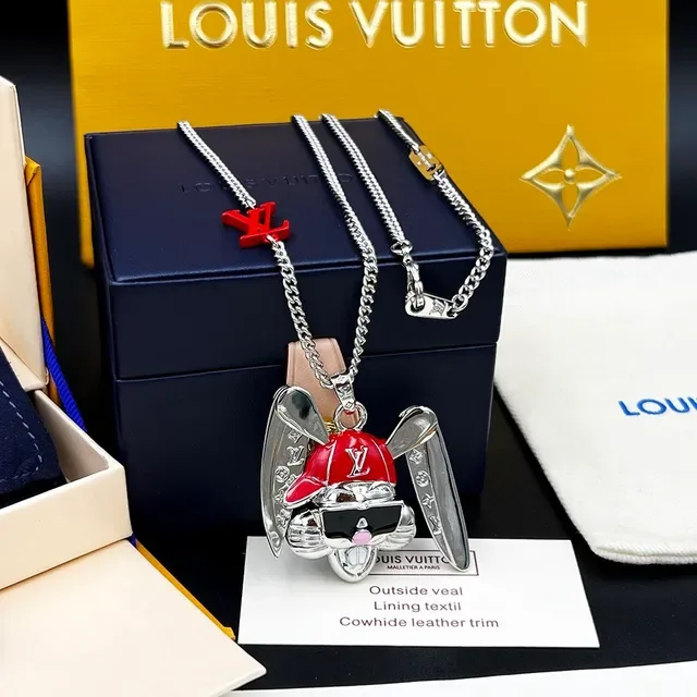 Louis Vuitton Enamel Rabbit Wing Pendant Necklace 8