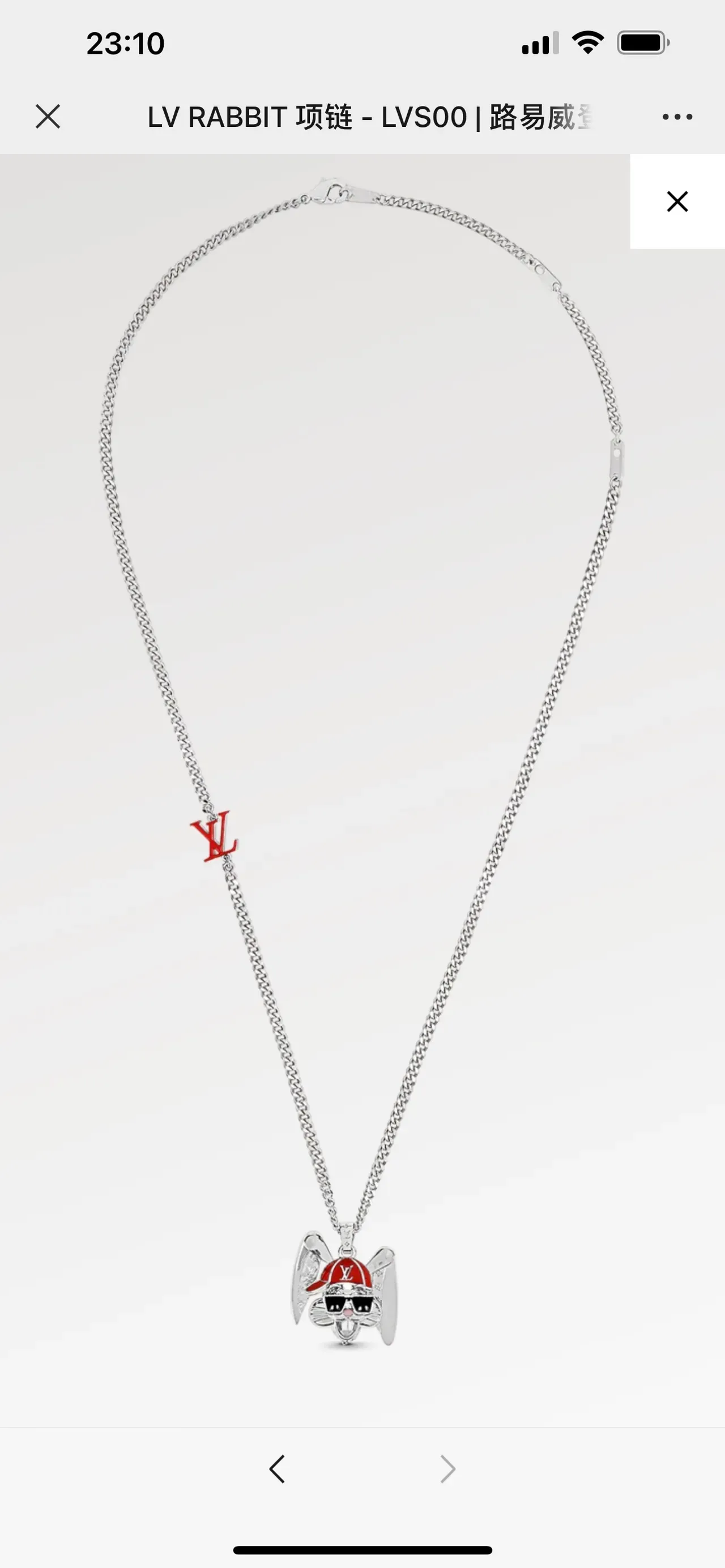 Louis Vuitton Enamel Rabbit Wing Pendant Necklace 9