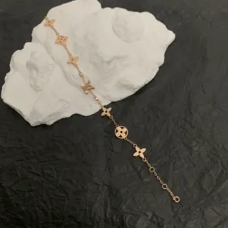 سوار Louis Vuitton سلسلة زهرية بنية ذهبية نمط زهري