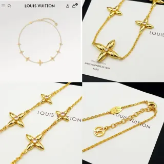 Louis Vuitton 花朵 金 粉色 链 四瓣花 图案 项链