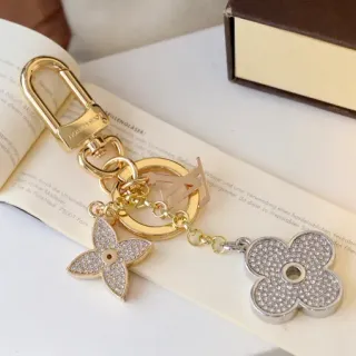 Louis Vuitton Llaveros Flor Dorado y Plata Encanto de Cristal Joyería