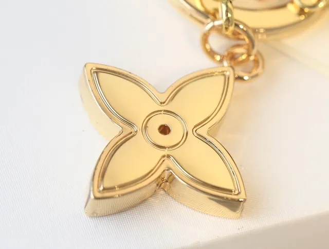 Louis Vuitton Flower Key Holder Gold and Silver Crystal Charm Jewelry 5