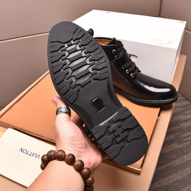Louis Vuitton Glossy Black Lace-Up Buckle Ankle Boots 5