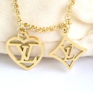 Louis Vuitton Gold Beige Monogram-Cutout Necklace