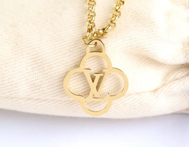 Louis Vuitton Gold Beige Monogram-Cutout Necklace 3