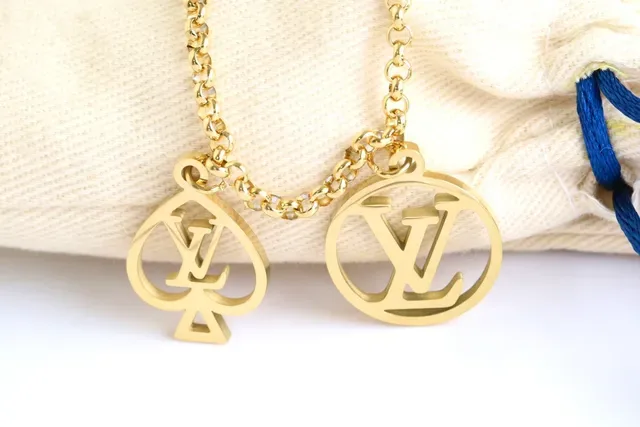 Louis Vuitton Gold Beige Monogram-Cutout Necklace 4