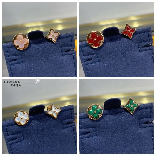 Louis Vuitton Gold Green Quatrefoil Flower Motif Enamel And Mother-of-Pearl Inlay Earrings 7