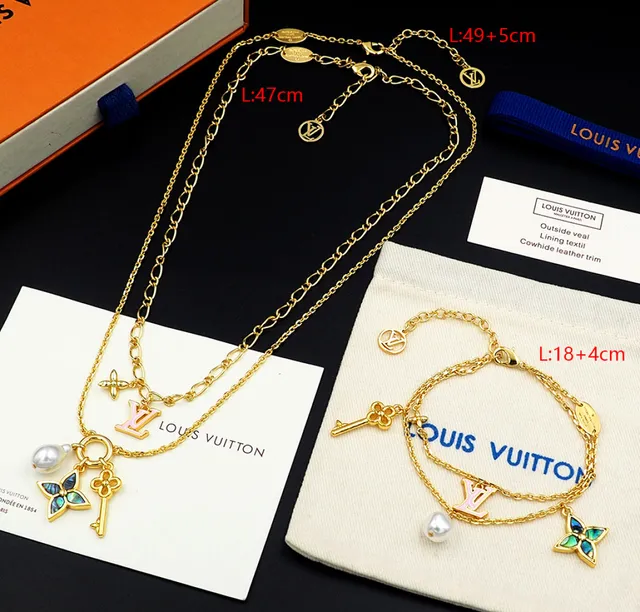 Louis Vuitton Gold Pink Multi-Charm Layered Chain Bracelet 3