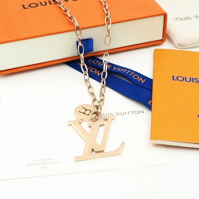Louis Vuitton Gold Silver Monogram Pendant Chunky Chain Necklace 4