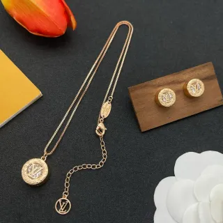 Louis Vuitton Gold Silver Tone Crystal-Embellished Necklace