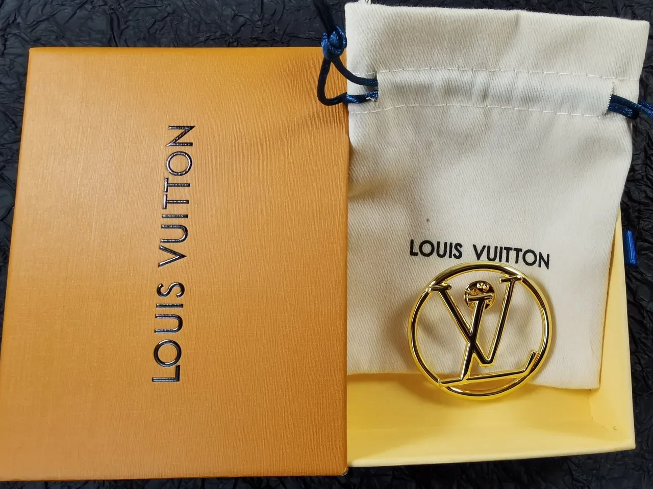 Louis Vuitton Broche Dourado Logo Monograma 5