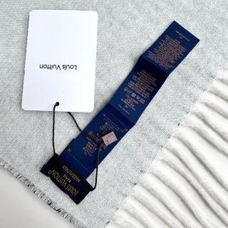Louis Vuitton ধূসর সাদা হালকা বোনা ছেঁড়া কিনারা ক্যাশমিয়ার স্কার্ফ