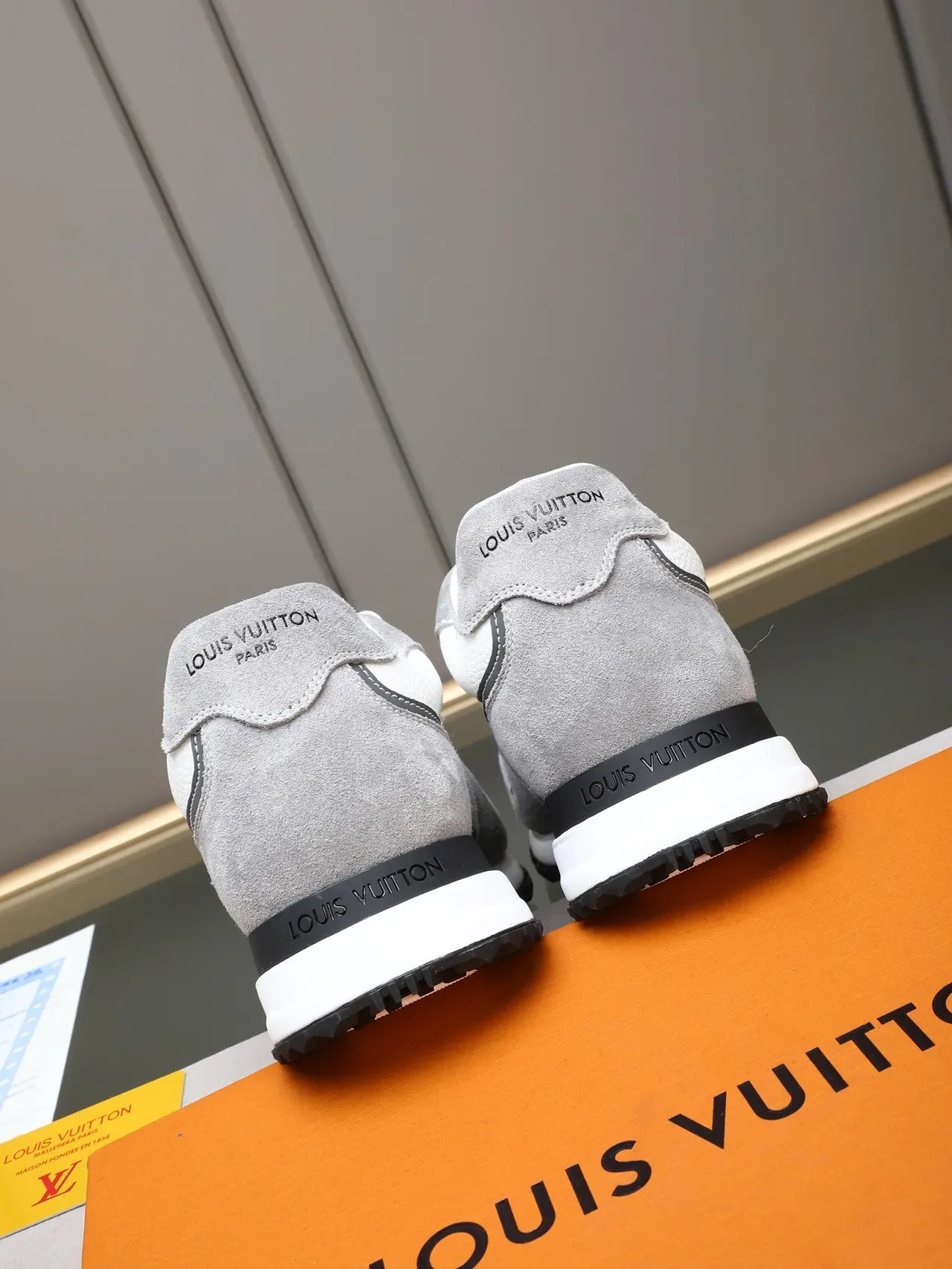 Louis Vuitton Gray White Low-Top Runner Silhouette Mixed Suede And Textured Leather Upper Lifestyle Sneakers 3